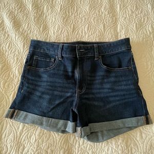 Aero High Rise Midi Jean Shorts